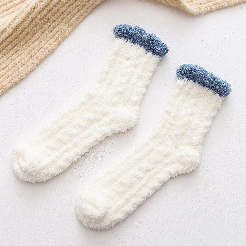 Winter Cannabis Cashmere Crew Socks Wild Coral Cashmere Socks Floor Warm Socks Fluffy Fuzzy Socks